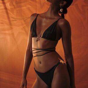 Dark Green Sparkly Star Bikini